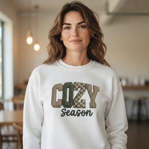 Cozy Season Embroidered Sweatshirt – Fall/Winter Pullover/Sweater (S–XL)